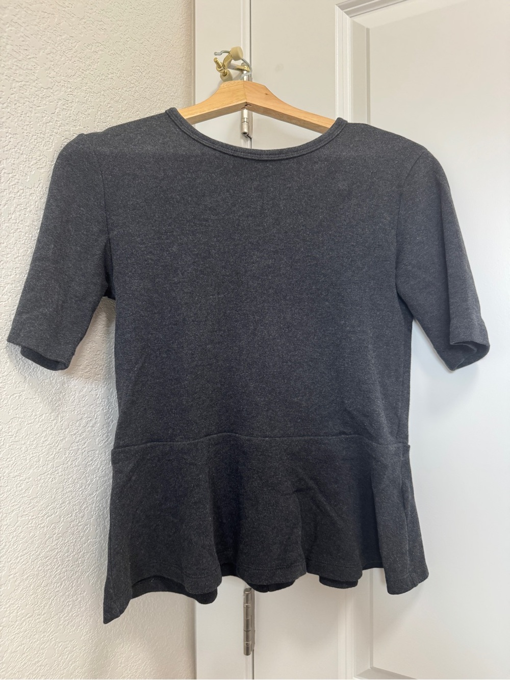GAP Dark Charcoal Short Sleeve Peplum Top